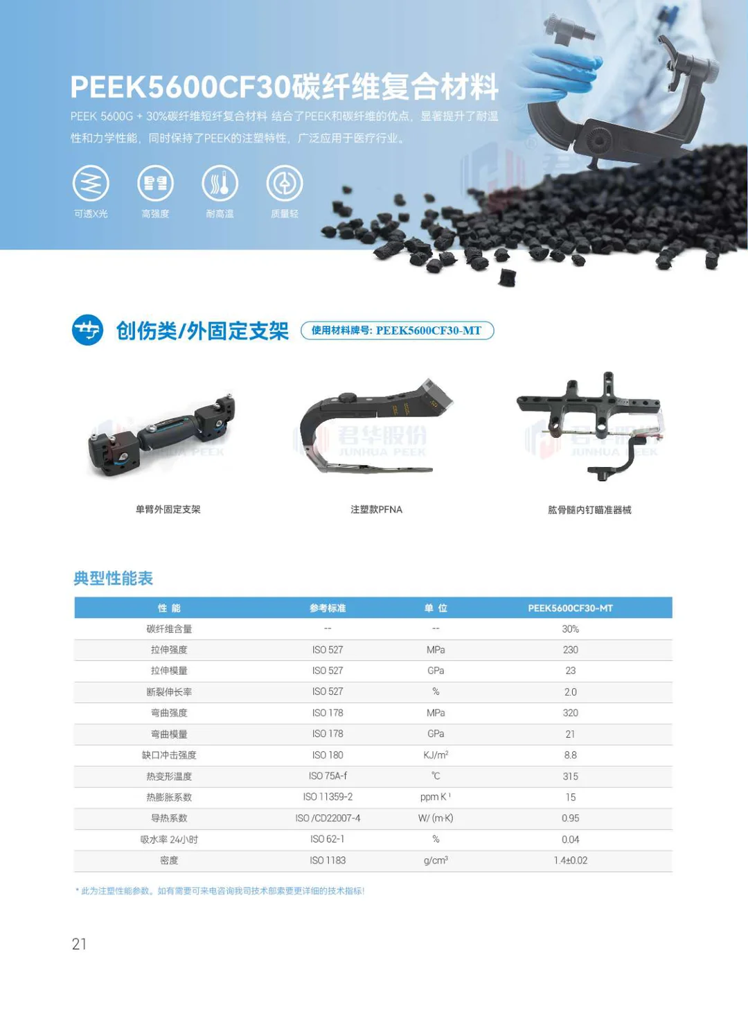 君华医疗专注于PEEK 医用高分子材料聚合物(中文)