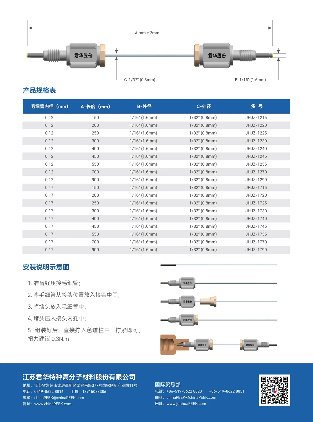 PEEK无死体积高压接头